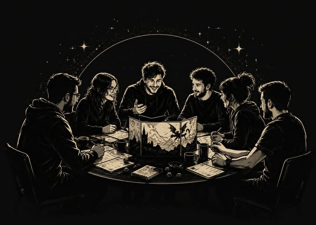 Joueurs de jeu de rôle autour d'une table